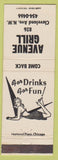 Matchbook Cover - Avenue Grill NO TOWN girlie