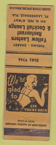 Matchbook Cover - Yellow Lantern Restaurant Fort Lauderdale FL girlie WORN