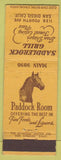 Matchbook Cover - Saddlerock Grill San Diego CA paddock horse