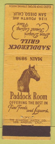 Matchbook Cover - Saddlerock Grill San Diego CA paddock horse