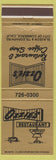 Matchbook Cover - Ozzie's Restaurant City of Commerce CA'