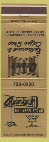 Matchbook Cover - Ozzie's Restaurant City of Commerce CA'