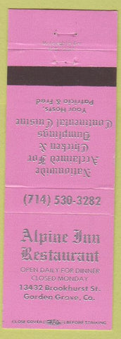 Matchbook Cover - Alpine Inn Restaurant Garden Grove CA