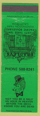 Matchbook Cover - Bradleys Huntington Park CA #1