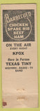 Matchbook Cover - Irish World Inglewood CA KFOX Radio Texas Tiny BBQ