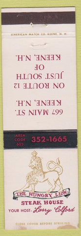 Matchbook Cover - Hunry Lion Steak House Keene NH