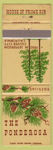 Matchbook Cover - The Ponderosa Culver City CA Prime Rib