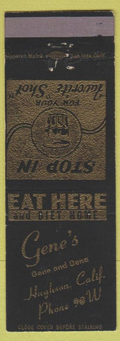 Matchbook Cover - Gene's Hughson CA'