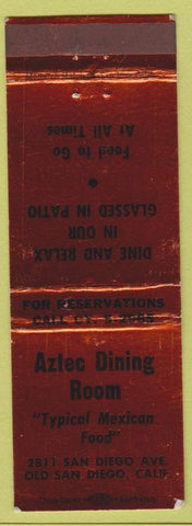 Matchbook Cover - Aztec Dining Room Old San Diego CA