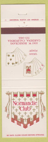 Matchbook Cover - Normandie Club Gardena CA cards poker gambling