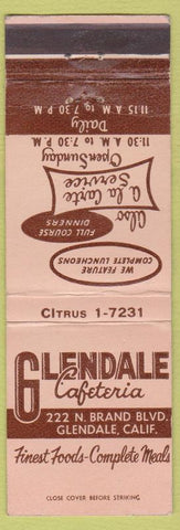 Matchbook Cover - Glendale CA Cafeteria