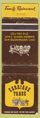 Matchbook Cover - Carriage Trade Garden Grove CA