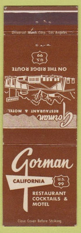 Matchbook Cover - Gorman California Restaurant CA