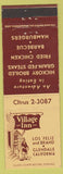 Matchbook Cover - Village Inn Glendale CA BBQ Hamburgers