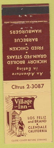 Matchbook Cover - Village Inn Glendale CA BBQ Hamburgers