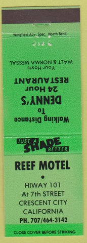 Matchbook Cover - Reef Motel Crescent City CA Denny's'