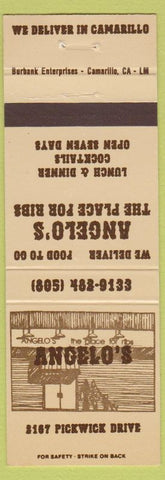 Matchbook Cover - Angelo's Camarillo CA Ribs'