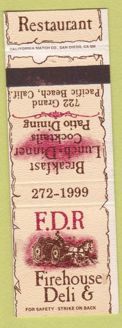 Matchbook Cover - FDR Firehouse Deli Pacific Beach CA