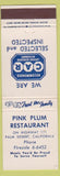 Matchbook Cover - Pink Plum Restaurant Palm Desert CA