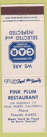 Matchbook Cover - Pink Plum Restaurant Palm Desert CA