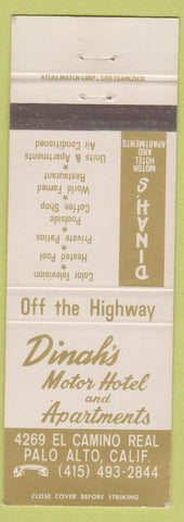 Matchbook Cover - Dinah's Motor Hotel Palo Alto CA'