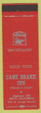 Matchbook Cover - Cane Brake Inn Onyx CA shuffleboard Mobil gas Red