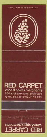 Matchbook Cover - Red Carpet Wine Spirits Glendale CA