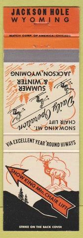 Matchbook Cover - Snow King Mountain Skiing Jackson Hole WY museum