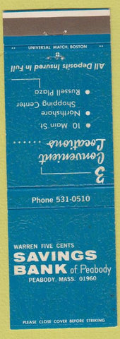 Matchbook Cover - Warren Five Cent Savings Bank Peabody MA