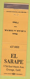 Matchbook Cover - El Sarape Orange CA