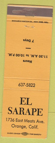 Matchbook Cover - El Sarape Orange CA