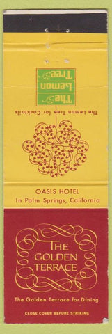 Matchbook Cover - Golden Terrace Lemon Tree Palm Springs CA Oasis Hotel CREASE
