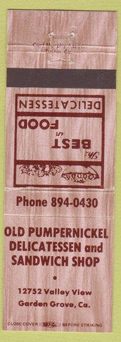 Matchbook Cover - Old Pumpernickel Deli Garden Grove CA