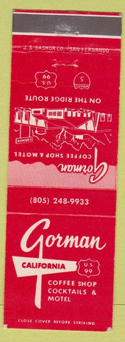 Matchbook Cover - Gorman California Coffee Shop Ca