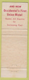 Matchbook Cover - Union Hotel Italian Restaurant Occidental CA