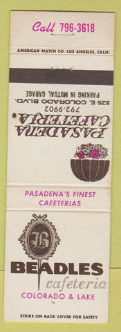 Matchbook Cover - Beadles Cafeteria Pasadena CA