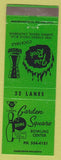 Matchbook Cover - Garden Square Bowling Garden Grove CA billiards green