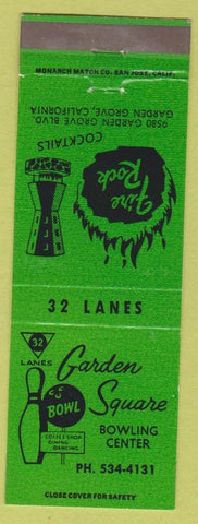 Matchbook Cover - Garden Square Bowling Garden Grove CA billiards green