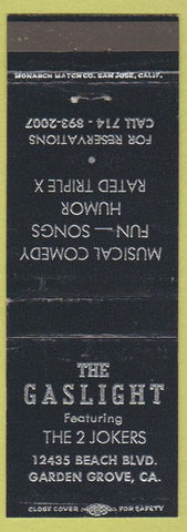 Matchbook Cover - The Gaslight Garden Grove CA Musical Comedy
