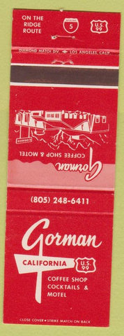 Matchbook Cover - Gorman California Coffee Shop Ca