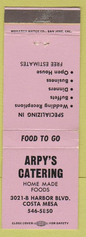 Matchbook Cover - Arpy's Catering Costa Mesa CA