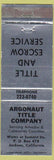 Matchbook Cover - Argonaut Title Company Jackson CA