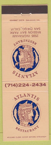 Matchbook Cover - Atlantis Restaurant San Diego CA