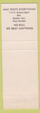 Matchbook Cover - 1976 Bicentennial USA Mac Rentals Gardena CA