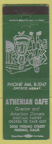 Matchbook Cover - Athenian Cafe Freson CA Greek restaurant