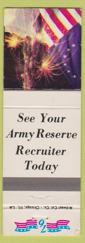 Matchbook Cover - Army Reserve Recruiting Military 1976 Chicago Harvey IL