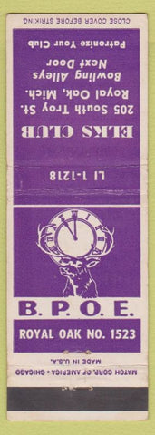 Matchbook Cover - Elks Club Royal Oak MI