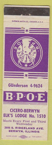 Matchbook Cover - Elks Club Berwyn IL