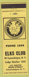 Matchbook Cover - Elks Club Canandaigua NY