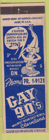 Matchbook Cover - Gay 90's Cleveland OH girlie CREASE #2343